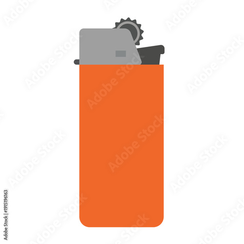 Orange Disposable Cigarette Lighter Flat Design Vector Illustration - Minimalist Fire Starter Graphic