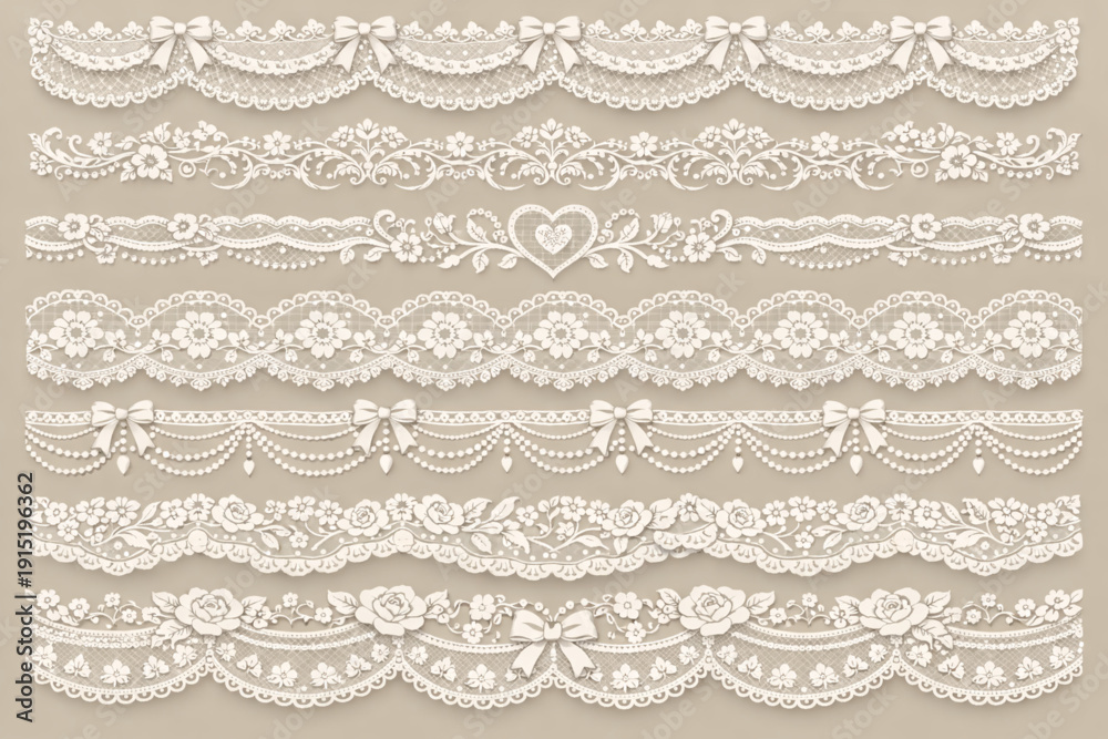 Foto Lace ornament borders vector set