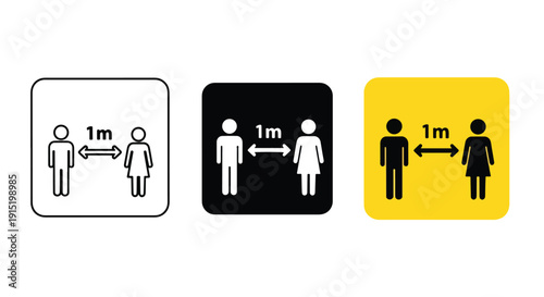 Social distancing icons flat design vector illustration - Clipart. Icon vector -  Icon collection - icon set - Line and glyph icon and logo template - Editable Icon