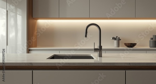 Minimalist sink incorporated in a sleek and stylish kitchen furnishing setup