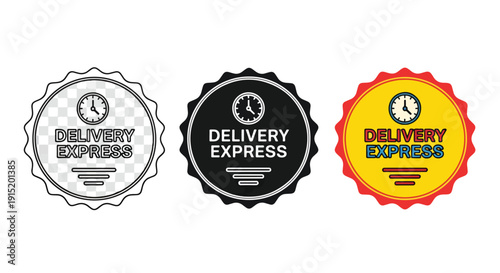 Delivery express badges vector icon set flat design - Clipart. Icon vector -  Icon collection - icon set - Line and glyph icon and logo template - Editable Icon