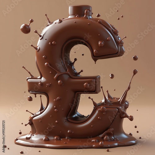 Liquid chocolate pound sign. Splash of chocolate. Sweet life symbol