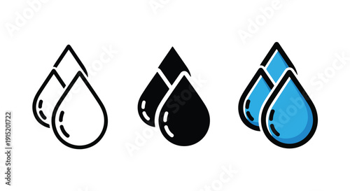 Water drop icons set flat design vector illustration - Clipart. Icon vector -  Icon collection - icon set - Line and glyph icon and logo template - Editable Icon