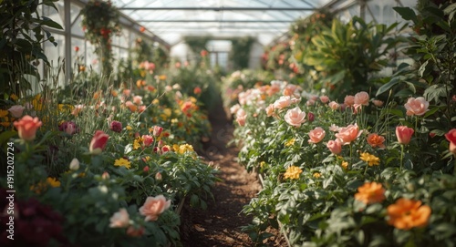 Wallpaper Mural Healthy flourishing greenhouse with a spectrum of flowering plants displaying effective nursery management for plant lovers Torontodigital.ca