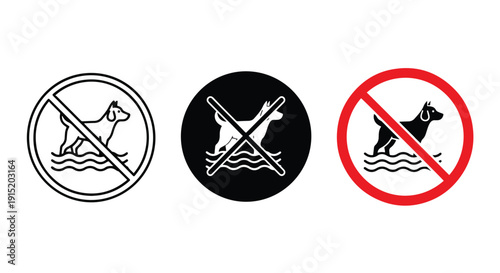 No dogs allowed signs vector icon set flat design - Clipart. Icon vector -  Icon collection - icon set - Line and glyph icon and logo template - Editable Icon