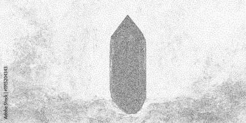 Textured background with a crystal, featuring grainy halftone shading, speckled dust and subtle grit on aged paper for a magical vintage feel.