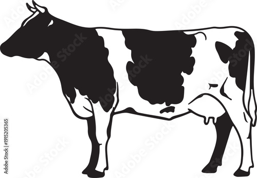 Cow icon in silhouette on white background.