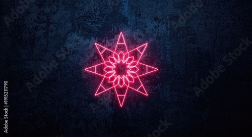Neon sparkling motif brightly displayed on dark textured abstract background