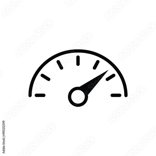 Simple black gauge icon displaying a moderate reading on a scale