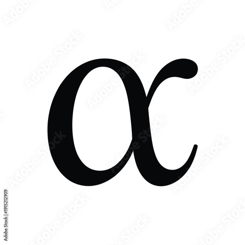 Black alpha symbol a greek letter with a simple bold design