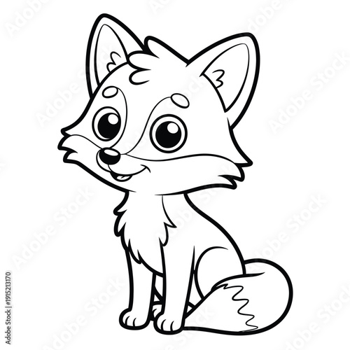 Charming cartoon fox illustration a delightful black and white drawing