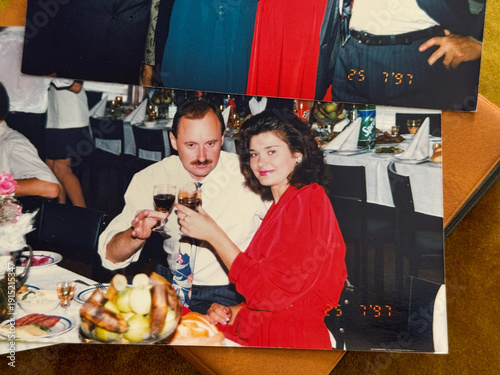 Y2K Nostalgia Concept. Old family Photos