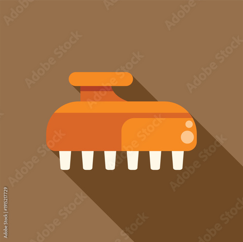 Orange body massager promoting wellness with flat design and long shadow