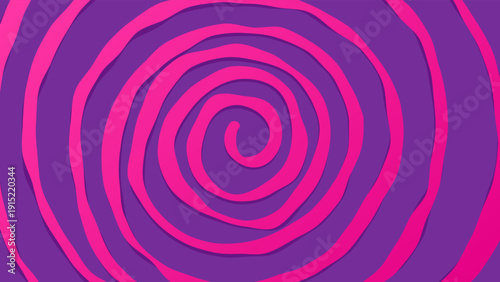 Purple horizontal background 16:9 with pink hand-drawn spiral in sketch style. Vector background for video, veb, banner, poster.
