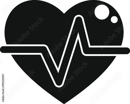 Heart shape showing an electrocardiogram pulse line icon for health and medical concepts