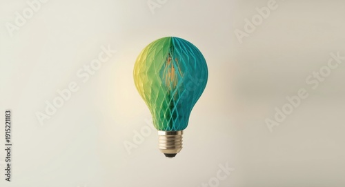 multihued paper lightbulb design presented against a smooth backdrop