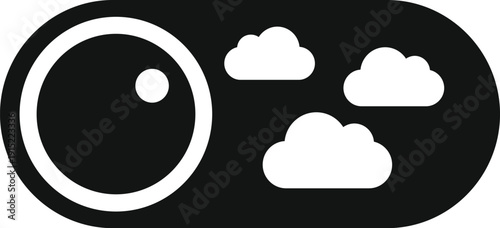 Ui button presenting a sun icon on the left and clouds on the right