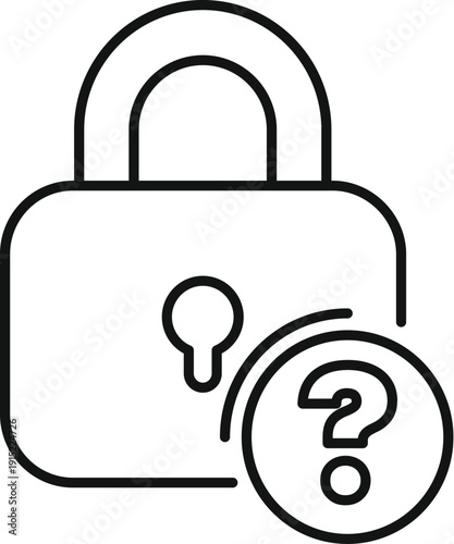 Padlock with a question mark representing forgotten password, lost access, or security inquiry concept