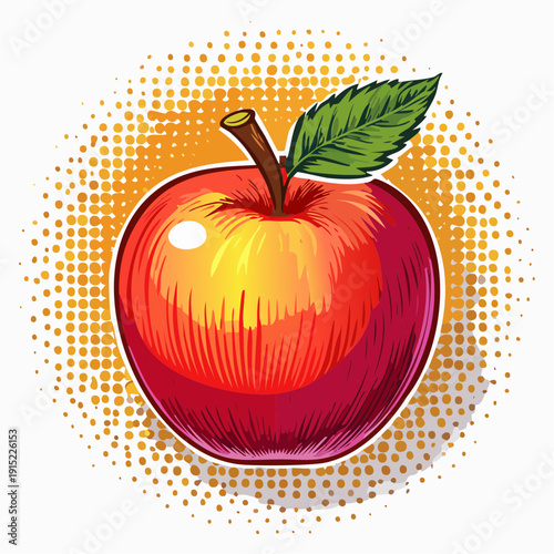 roter Apfel - Cartoon Comic Stil