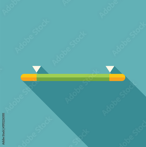 Green and yellow bathroom towel rack icon with a long shadow