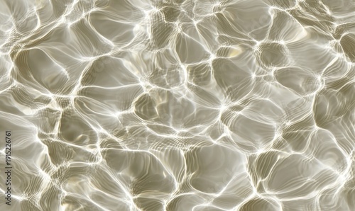 Straight-on texture of gentle water caustics projected onto neutral background, abstract light ripples