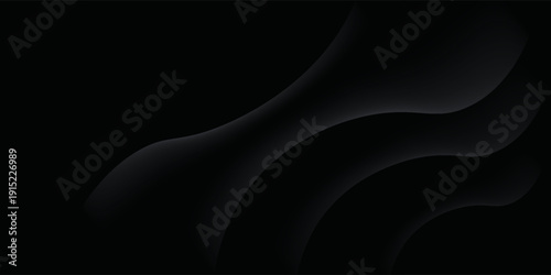 Abstract futuristic dark black background with waved design. Realistic 3d wallpaper with luxury flowing lines. Elegant backdrop for poster, website, brochure, banner