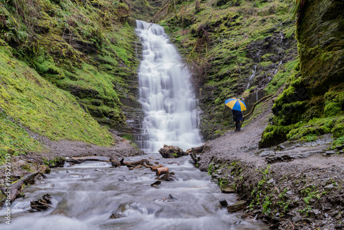 Εκτύπωση καμβά Water-Break-its-Neck Waterfall near New Radnor, Powys in Mid Wales, UK