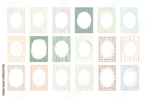 Hand drawn watercolour frames set for kids, cute illustrations with pattern for card, doodle summer childish border with leaves and ribbon