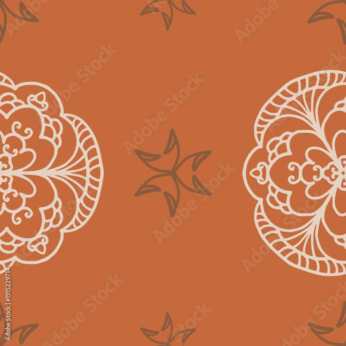 Seamless Mandala Floral Pattern Medium Scale Bold Tone