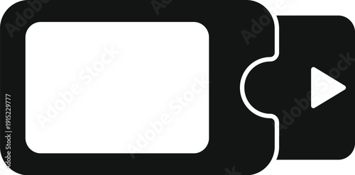 Minimal black and white icon for media player interface showing play button