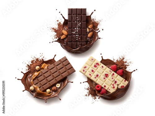 Wallpaper Mural Assorted Chocolate Bars with Almonds Caramel Hazelnuts and Raspberries on Splash Torontodigital.ca