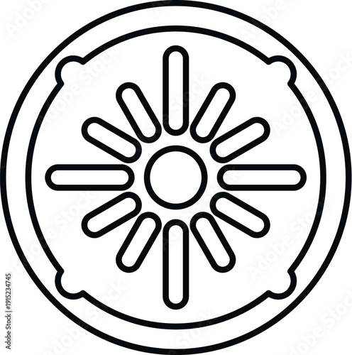 Outline vector of a manhole cover symbol, useful for infrastructure and sanitation designs