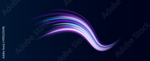 Cyan and magenta waves spiral rapidly through space. Glimmering particles trail along twisting paths. The composition feels alive and electric.