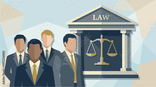 Four men in business suits standing.