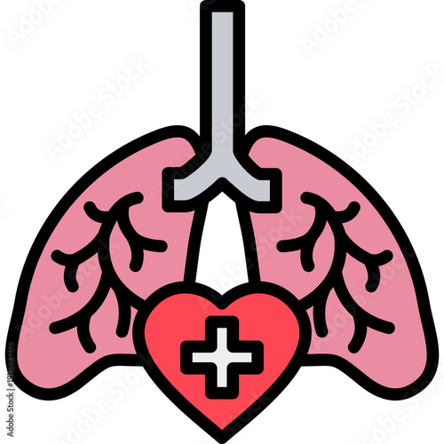 Respiratory Care lineal color icon