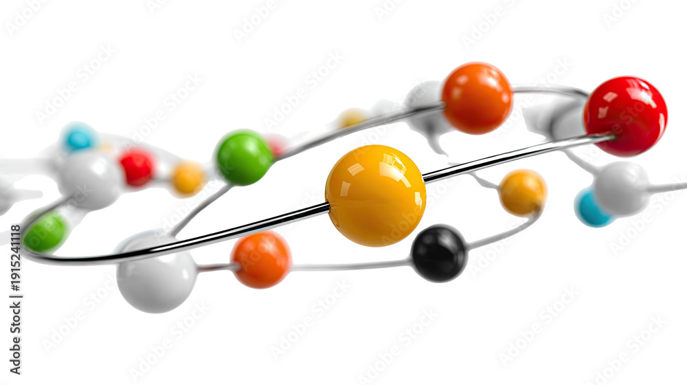Obraz premium Abstract DNA Structure: A vibrant and colorful abstract representation of a DNA helix, symbolizing the core of life's blueprint, captured with precision.