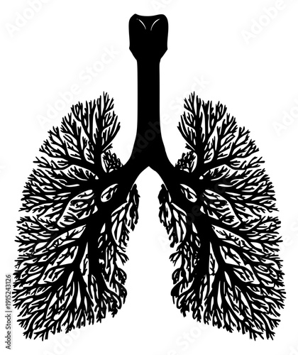 Lungs leaves branches botanical anatomy black