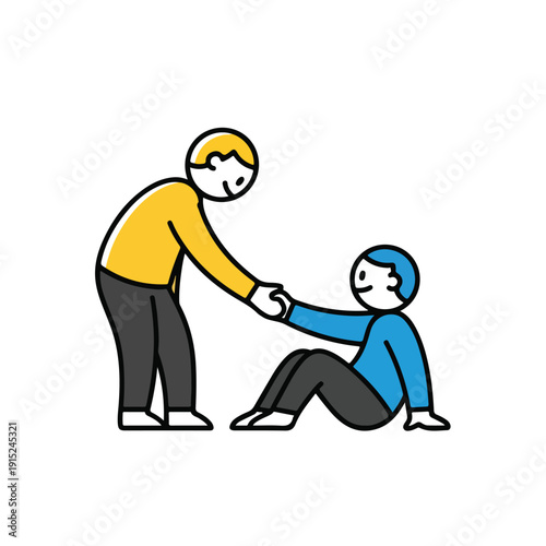 Person helping another person stand up