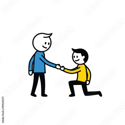 Person helping another person stand up