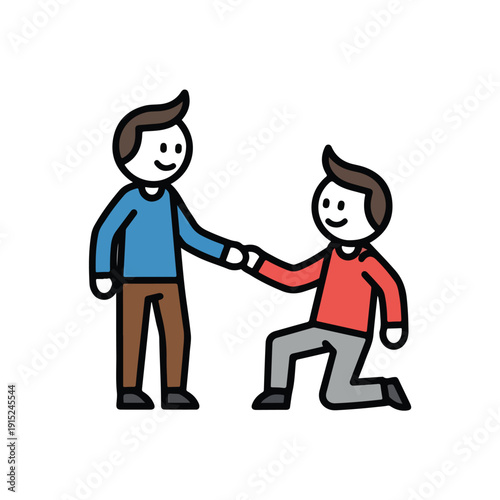 Person helping another person stand up