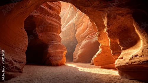 Antelope canyon sandstone slot canyon walls, warm sunbeams, arizona desert, scenic outdoor travel background