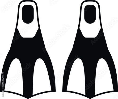 Pair of black swimming fins or flippers icon on a white background