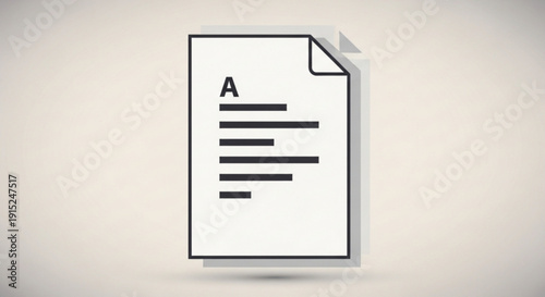 Document icon with letter a and lines on a beige background symbolizing a file or report