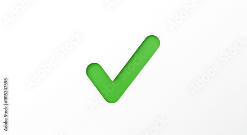 Green checkmark symbol on white background approval and confirmation concept