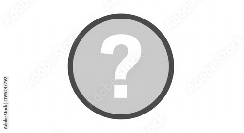 Gray question mark symbol in a dark gray circle on white background for query concept