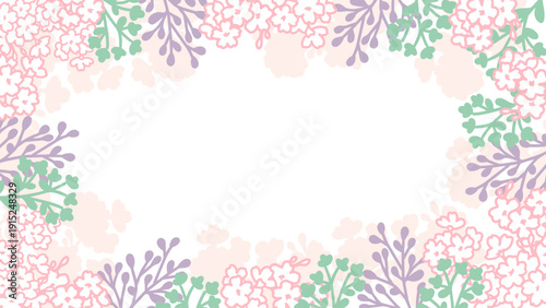 Fresh Spring Delicate Blossoms and Greenery Border. Perfect for seasonal invitations, event, or digital stationery, this nature-themed background captures the essence of spring