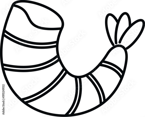 Shrimp tail outline creating a simple crustacean food icon