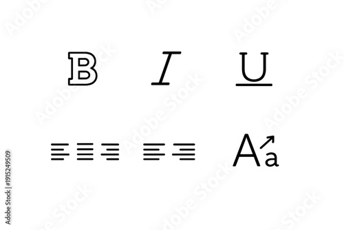 Typographic Symbols B I U Underline Strikethrough and Superscript Subscript Aa on White Background