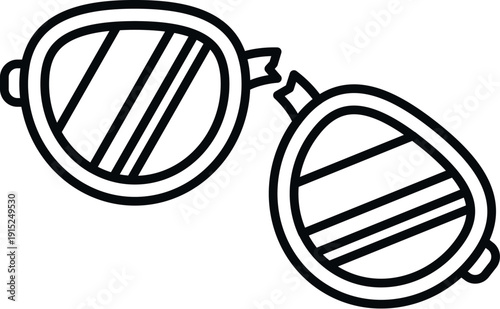 Broken sunglasses representing damage, repair need, or loss on a white background