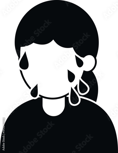 Person face with tears flowing, representing sadness and emotional distress